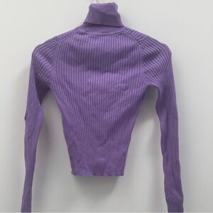 ZARA Lilac Purple Crop Knit Turtleneck Sweater